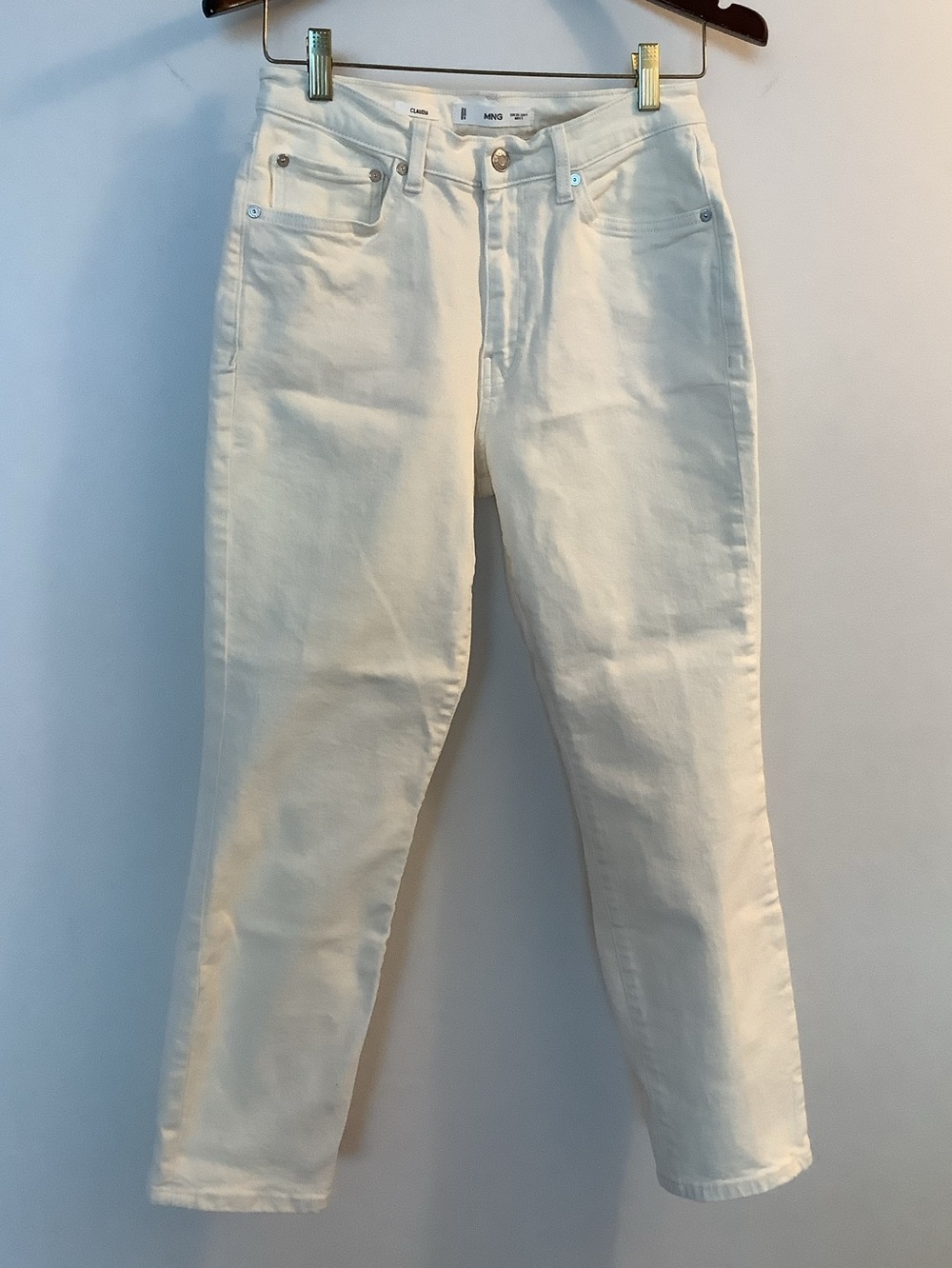 Mango Claudia slim-fit cropped jeans Cream Size 6